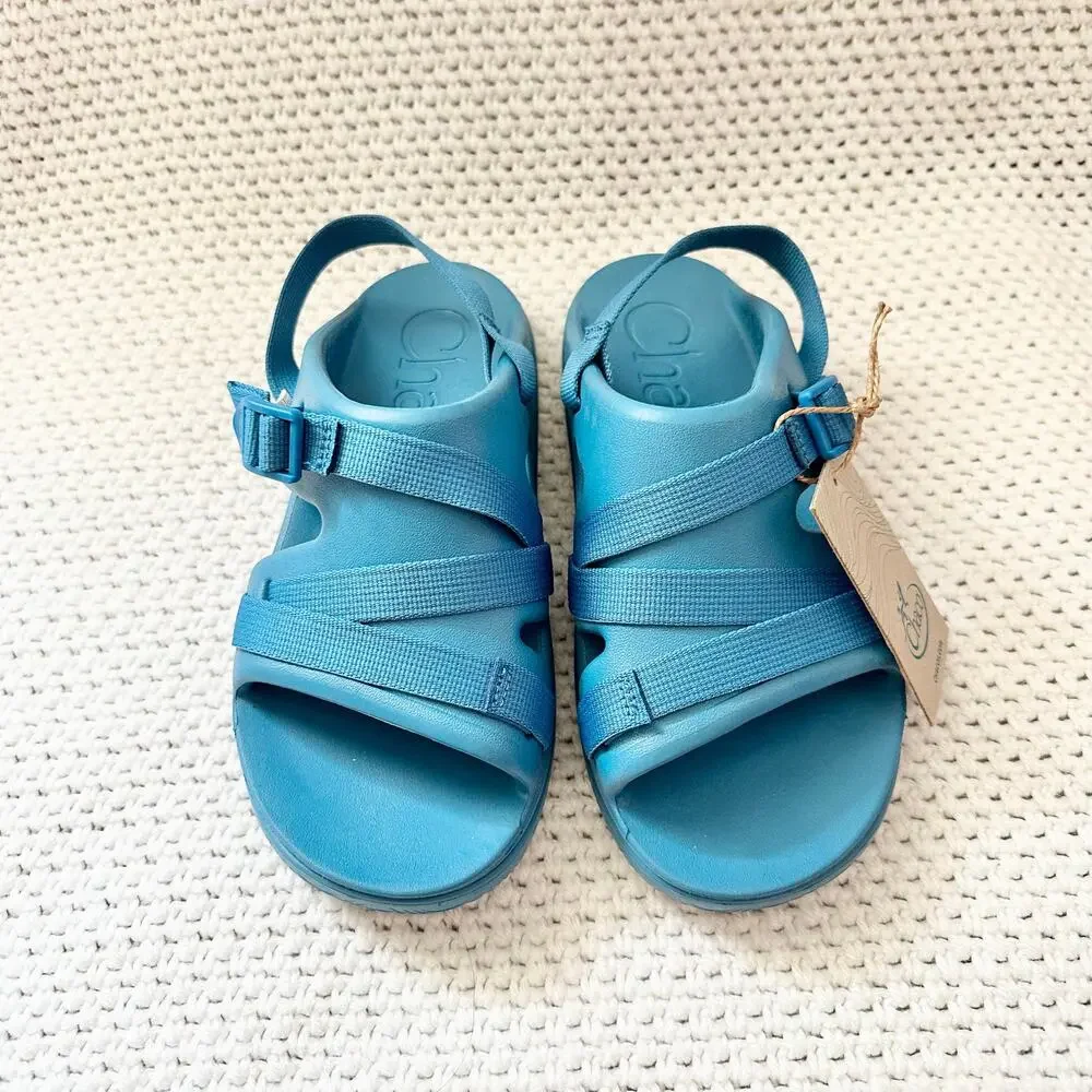 Chaco NWT Big Kids Blue Chillos Sport Slingback Strappy Sandals Size 5 JCH180327